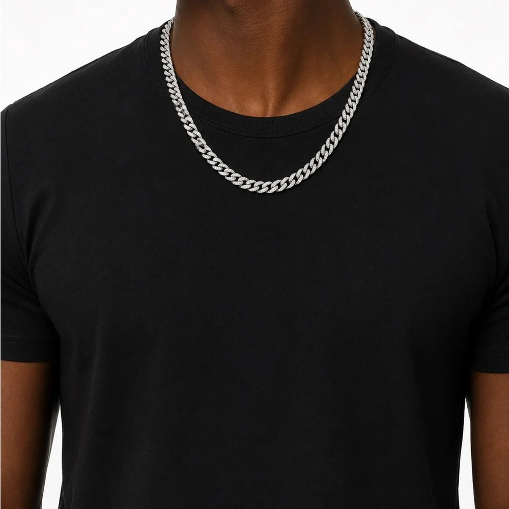 925 Sterling Silver 20.00CTW MOISSANITE Cuban Link Chain Men’s Necklace 20”